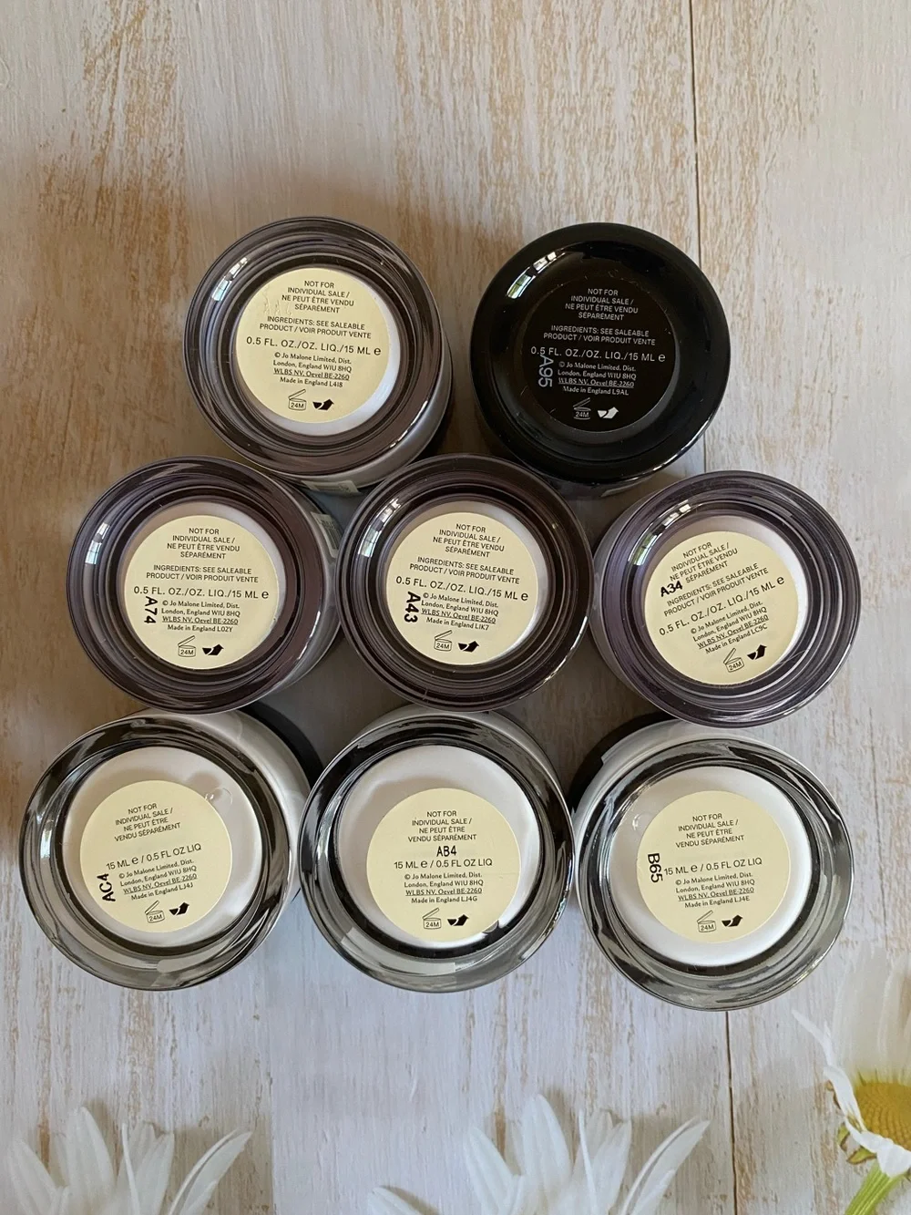 8x Jo Malone Body Creme Cream Travel Size, 0.5oz/15ml Each, 8 Different Scents